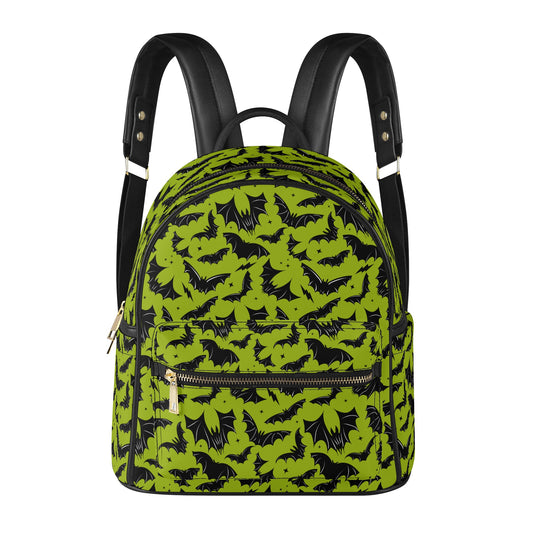 Batty Bats 2023 Chartreuse Black Faux Leather Mini Backpack Purse