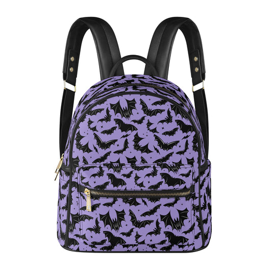 Batty Bats 2023 Lavender Black Faux Leather Mini Backpack Purse