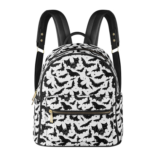 Batty Bats 2023 White with Black Faux Leather Mini Backpack Purse