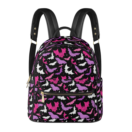 Batty Bats 2023 Pink, Purple Faux Leather Mini Backpack Purse