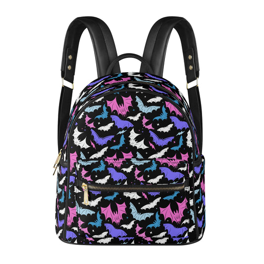 Batty Bats 2023 Pink Blue Periwinkle Faux Leather Mini Backpack Purse