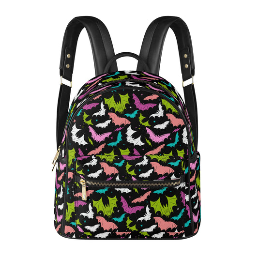 Batty Bats 2023 Pink, Magenta, Turquoise, Chartreuse Faux Leather Mini Backpack Purse