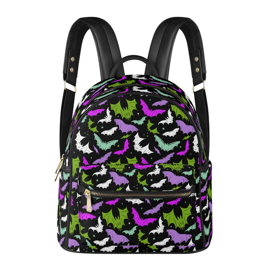 Batty Bats 2023 Magenta, Lavender, Chartreuse, Mint Faux Leather Mini Backpack Purse