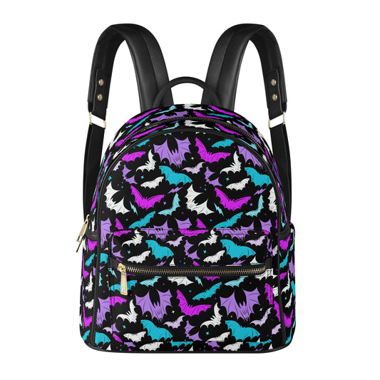 Batty Bats 2023 Turquoise, Magenta, Lavender Faux Leather Mini Backpack Purse