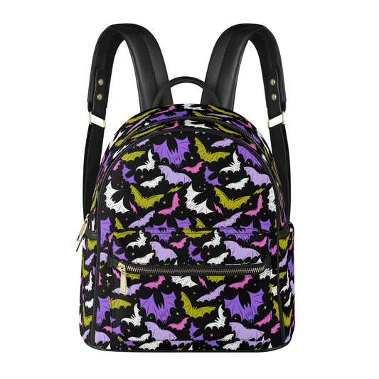 Batty Bats 2023 Chartreuse, Purple, Pink Faux Leather Mini Backpack Purse