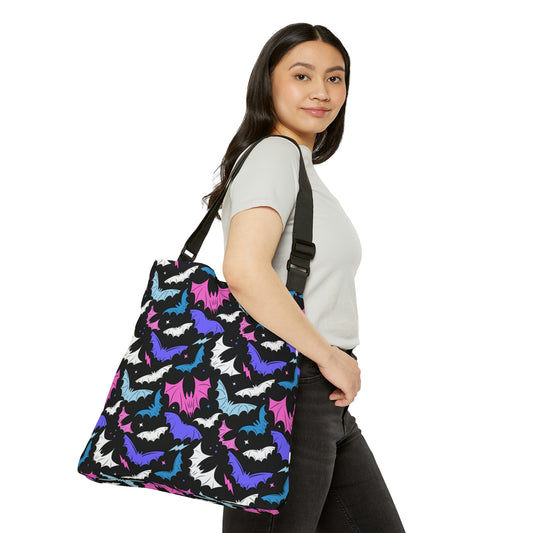 Batty Bats 2023 Black Multi Perry, Blue, Mauve Adjustable Tote Bag (AOP)