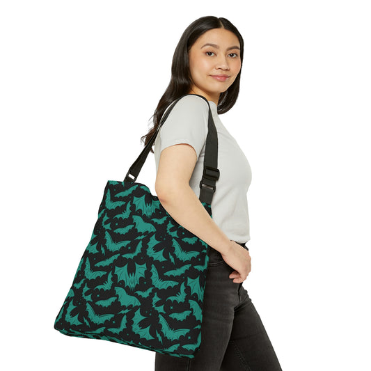 Batty Bats 2023 Black with Teal Adjustable Tote Bag (AOP)