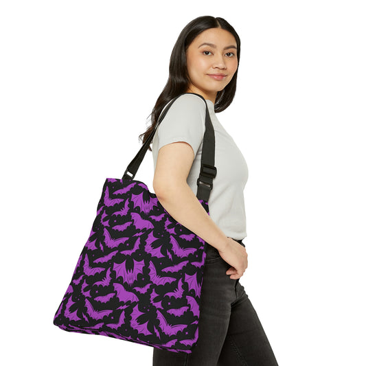 Batty Bats 2023 Black with Orchid Adjustable Tote Bag (AOP)