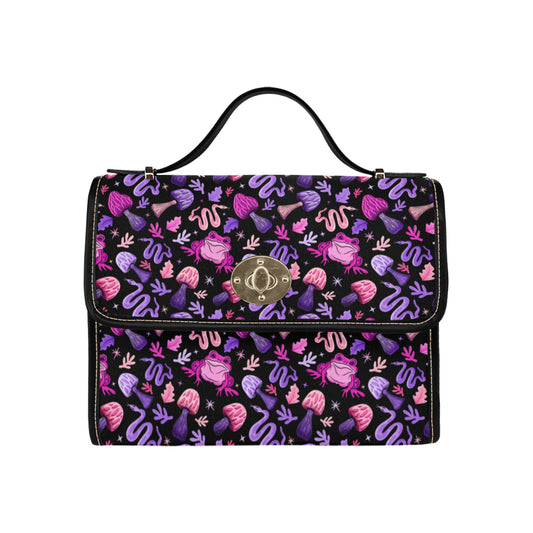 Toad Magic Magenta Violet Nylon Canvas Satchel Purse