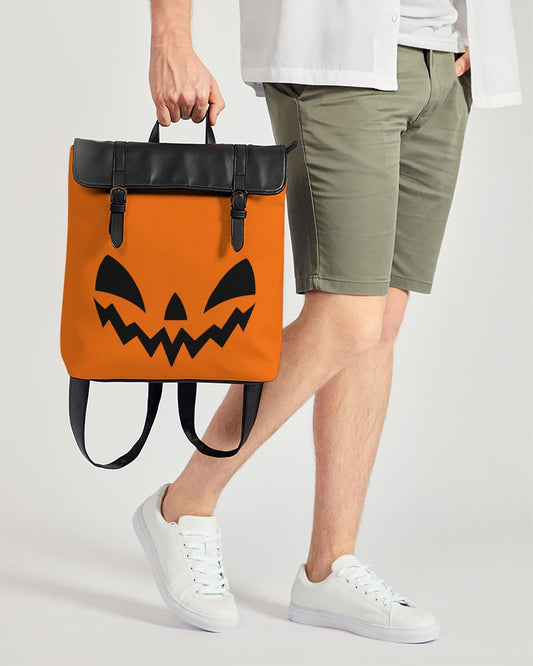 Happy Jack-O-Lantern Face Orange Black Casual Flap Backpack