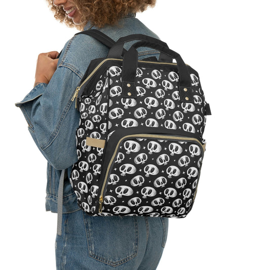 Skully 2023 Black, White Diaper Backpack Bag