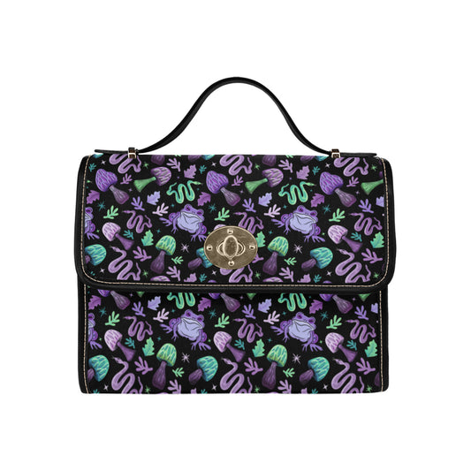 Toad Magic Purple Teal Nylon Canvas Satchel Purse