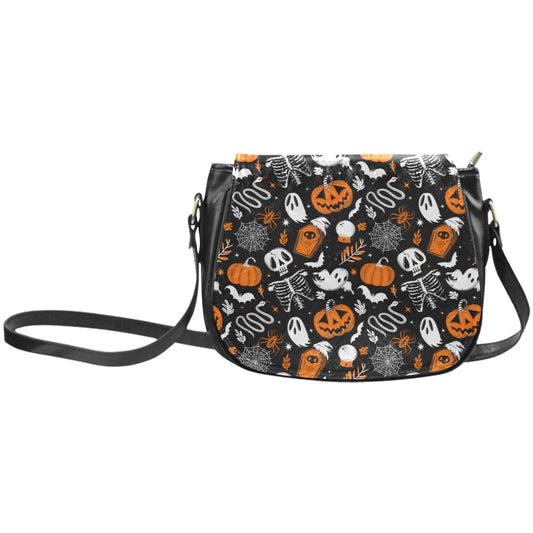 Everything Halloween 2022 Black, White, Orange Faux Leather Saddle Purse