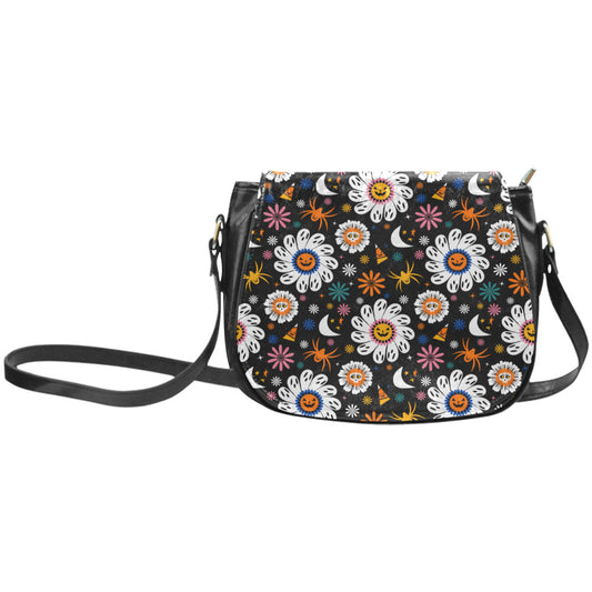 Spooky Flowers 2020 Faux Leather Saddle Purse