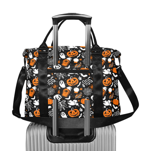 Everything Halloween 2022 Black, White, Orange Travel Duffel Bag