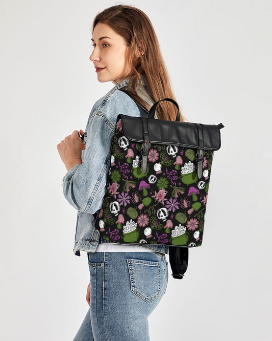 Night Magick Green Magenta Blush Casual Flap Backpack Casual Flap Backpack