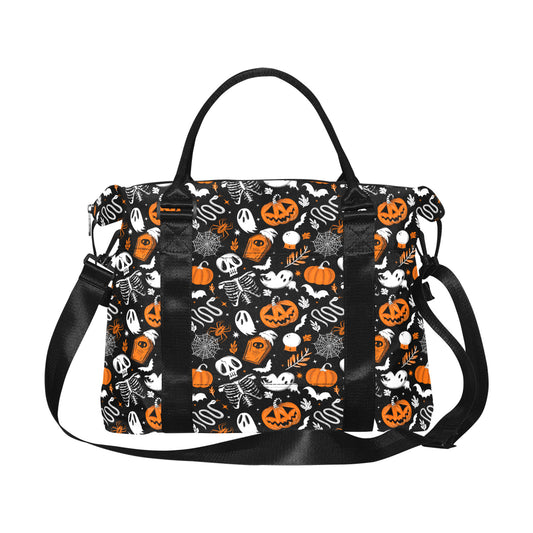 Everything Halloween 2022 Black, White, Orange Travel Duffel Bag