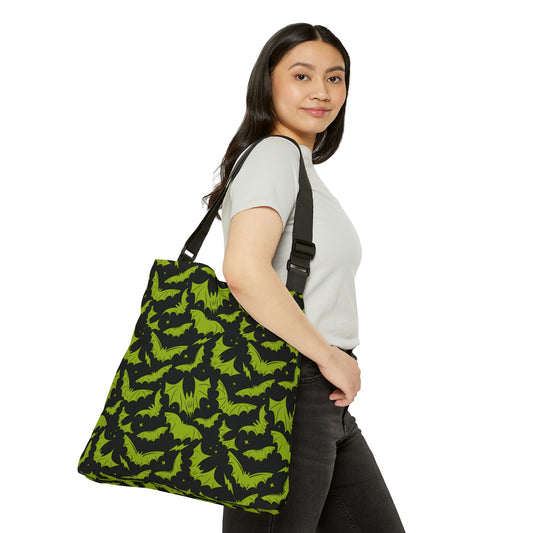 Batty Bats 2023 Black with Chartreuse Adjustable Tote Bag (AOP)