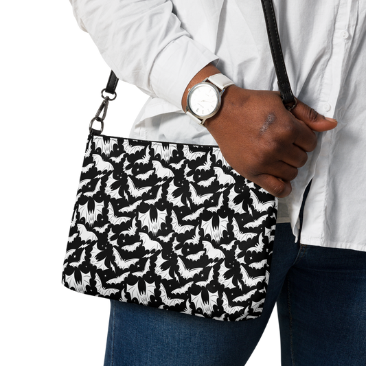 Batty Bats 2023 Black and White Faux Leather Crossbody Bag