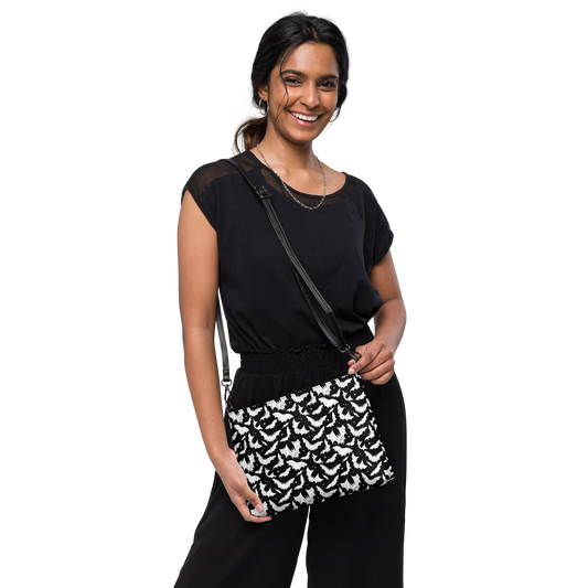 Batty Bats 2023 Black and White Faux Leather Crossbody Bag