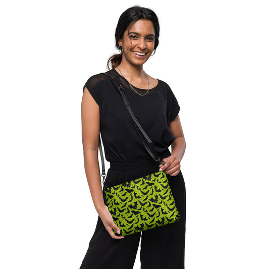 Batty Bats 2023 Chartreuse Black Faux Leather Crossbody Bag