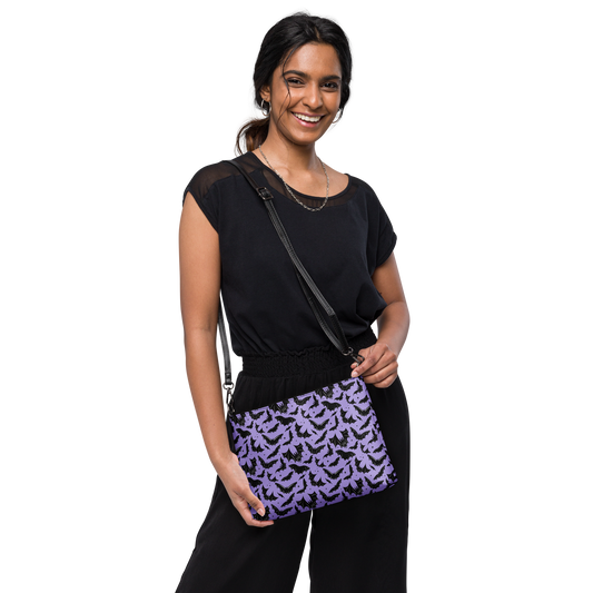 Batty Bats 2023 Lavender Black Faux Leather Crossbody Bag