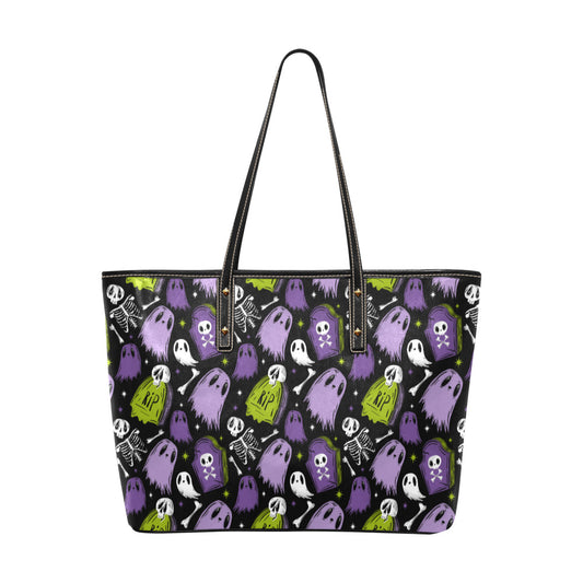 Graveyard Ghouls Faux Leather Tote Bag