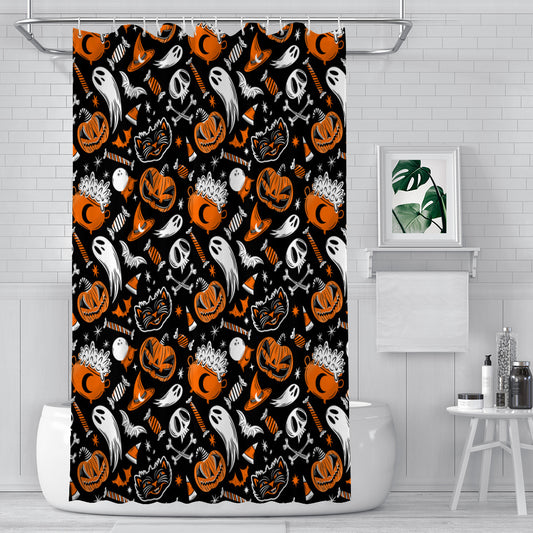 Trick or Treat 2023 Orange Halloween Shower Curtain