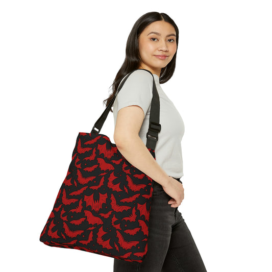 Batty Bats 2023 Black with Red Adjustable Tote Bag (AOP)