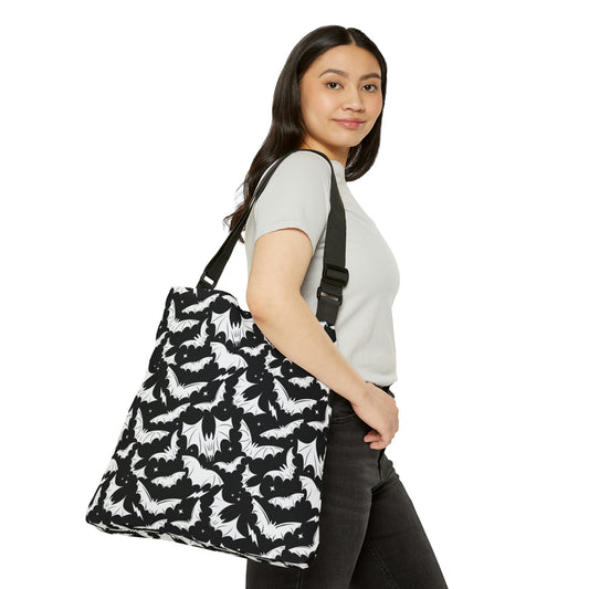 Batty Bats 2023 Black with White Adjustable Tote Bag