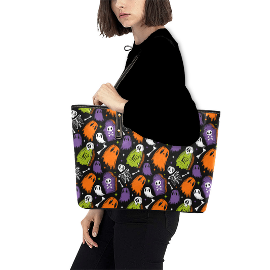 Graveyard Ghouls Faux Leather Tote Bag