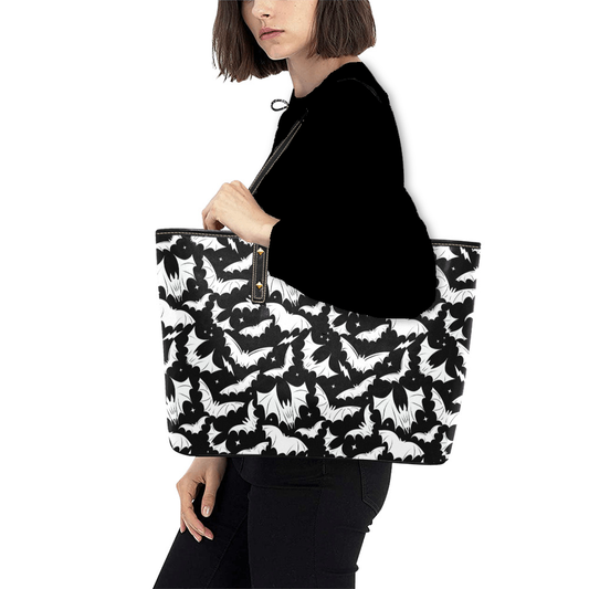 Batty Bats 2023 Gothic Spooky Faux Leather Tote Bag