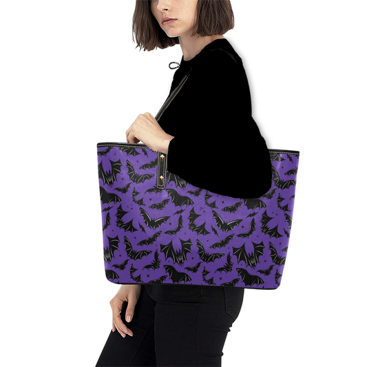 Batty Bats 2023 Gothic Spooky Faux Leather Tote Bag